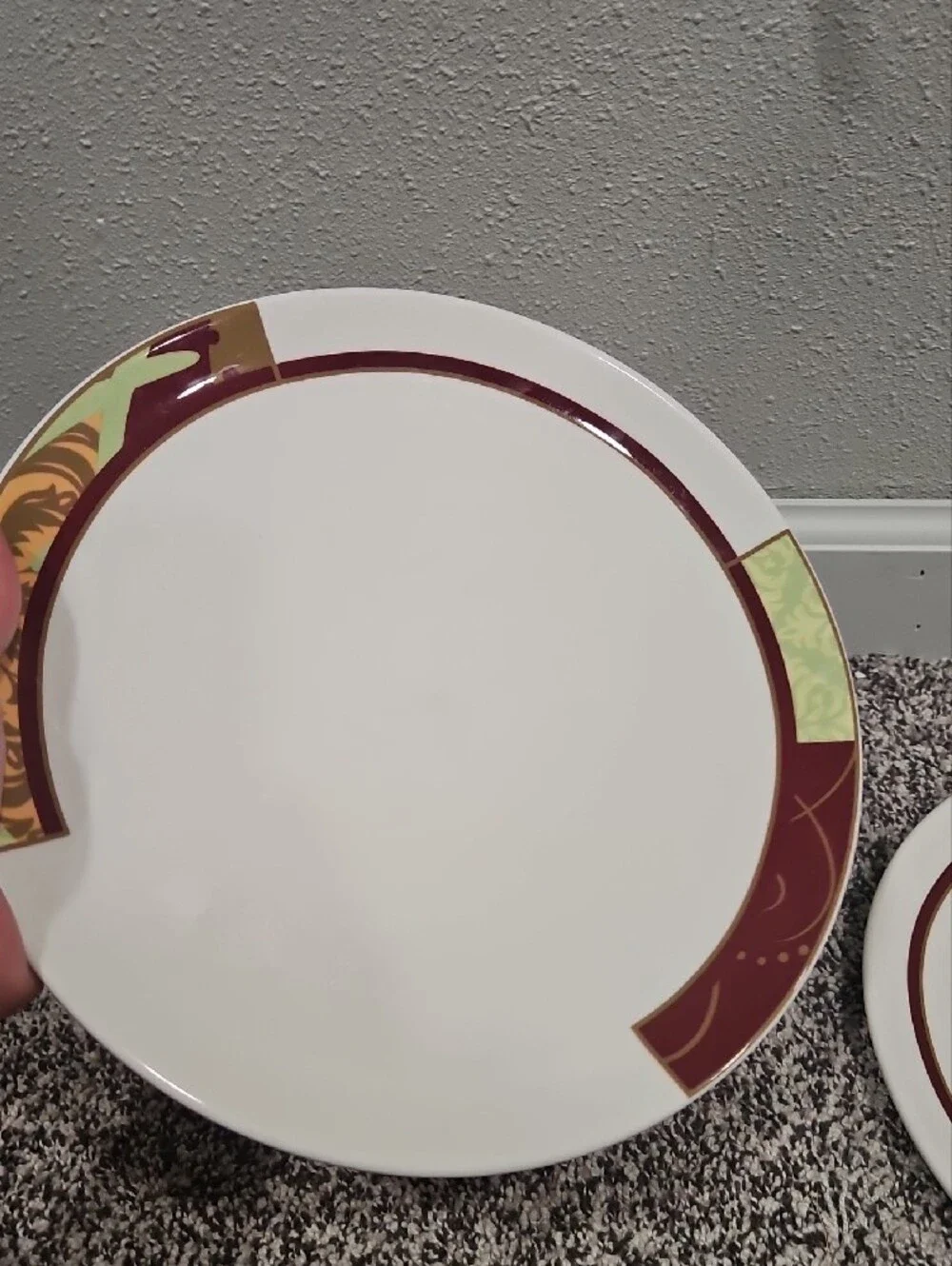 Disney White Dinner Plates with Burgundy and Gold Trim - Set of 2